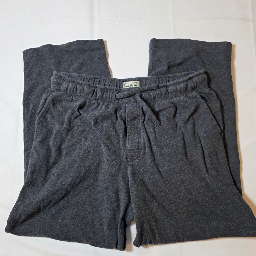 LL Bean Mens Gray Sweatpants Drawstring Charcoal Fleece Lounge Pants 520389‎ M